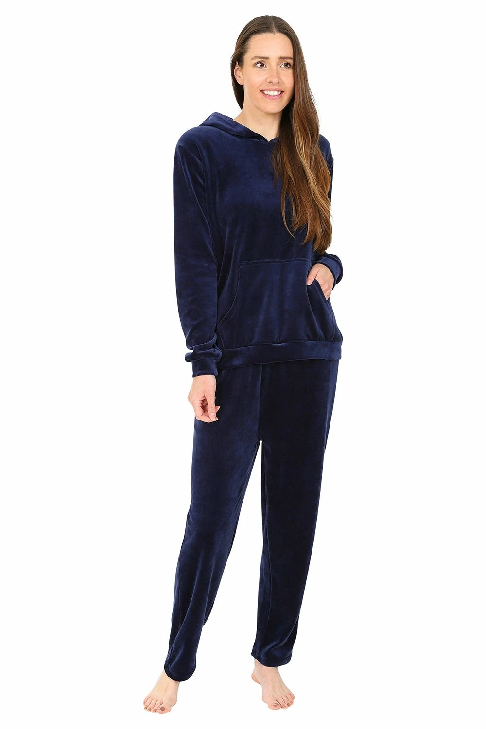 Girls Navy Velour Hooded Lounge Set Tracksuit 3 Girls Navy Velour Hooded Lounge Set Tracksuit
