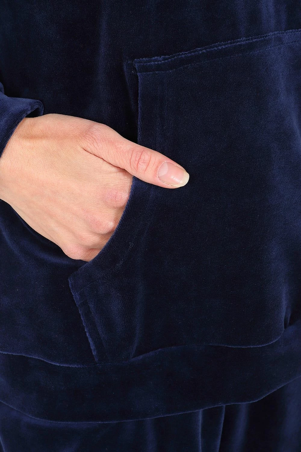 Girls Navy Velour Hooded Lounge Set Tracksuit 8 Girls Navy Velour Hooded Lounge Set Tracksuit - Image 6