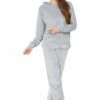 Girls Grey Velour Hooded Lounge Set Tracksuit -pajamas shop PJF MOD220516 69