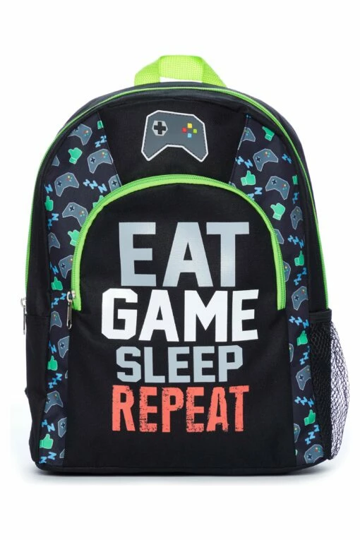 Eat Game Sleep School Bag, Kids Boys Gamer Backpack -pajamas shop PYJAMA FACTORY BAGS 081