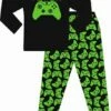 Boys Player 1 Green Gaming Controller Long Pyjamas -pajamas shop Player1GreenLong