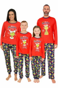 Official The Grinch Merrry Grinchmas Family Long Pyjamas Christmas Matching RED
