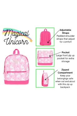 Girls Unicorn Star Pink Backpack, Kids Backpack, Schoolbag, Rucksack -pajamas shop Unicornbackpack1
