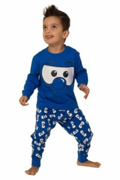 Blue Funny Face Long Pyjamas