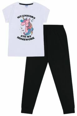 Girls 'My Unicorn Ate My Homework' Long Pyjamas