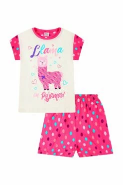 Llama In Pyjamas Girls Short Cotton Summer Pyjamas